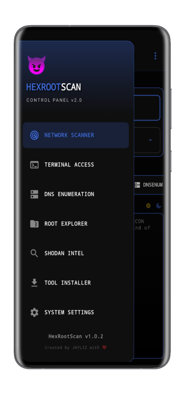 HexRootScan Android interface